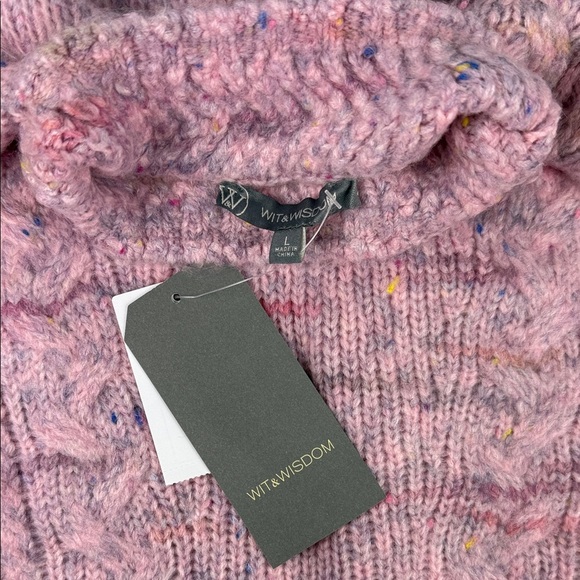 Wit & Wisdom Pink Cable Knit Turtleneck Sweater - Picture 2 of 5